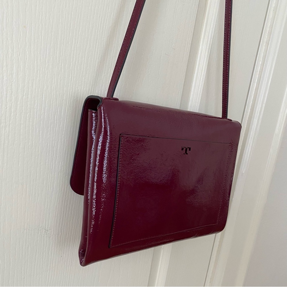 Tory Burch Burgundy Wine Red Maroon Patent Leather Shoulder Bag - Picture 9 of 14